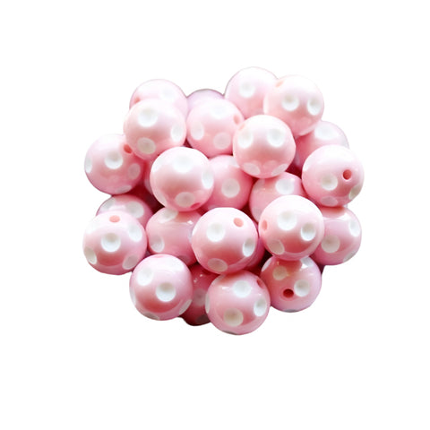 20mm Light Pink Polka Dot Acrylic Beads