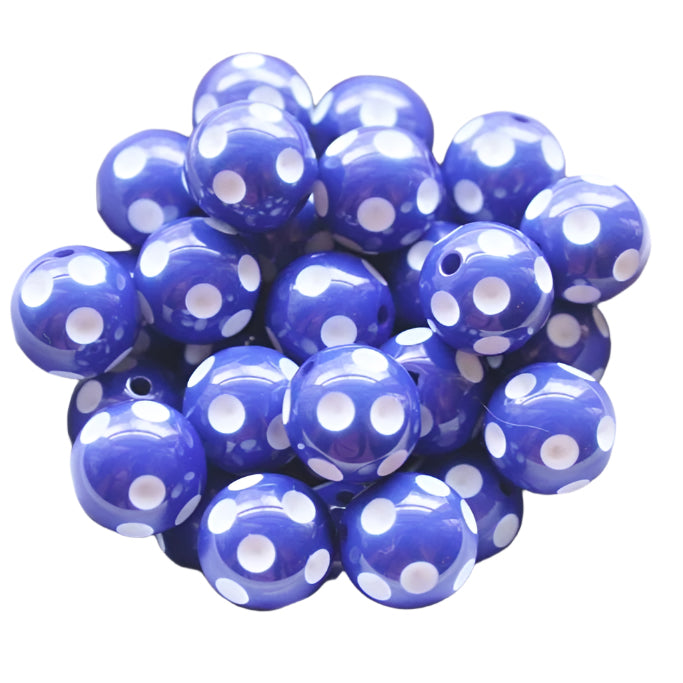 20mm Royal Blue Polka Dot Acrylic Beads