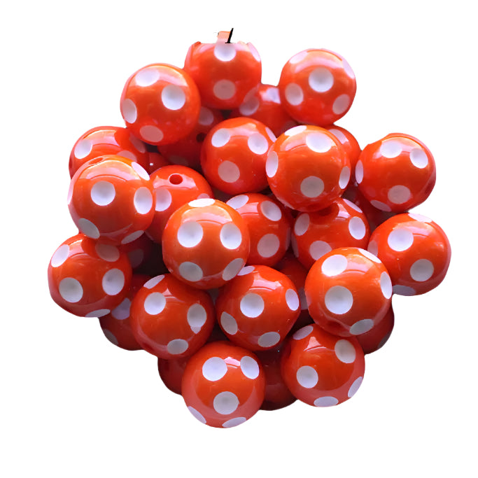 20mm Orange Polka Dot Acrylic Beads