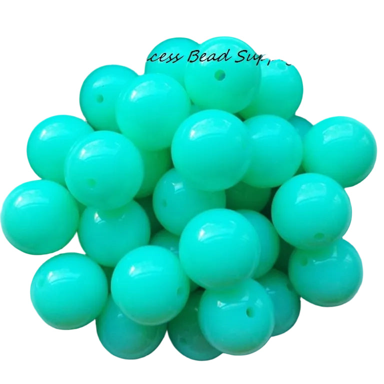 20mm Neon Turquoise Solid Chunky Acrylic Beads