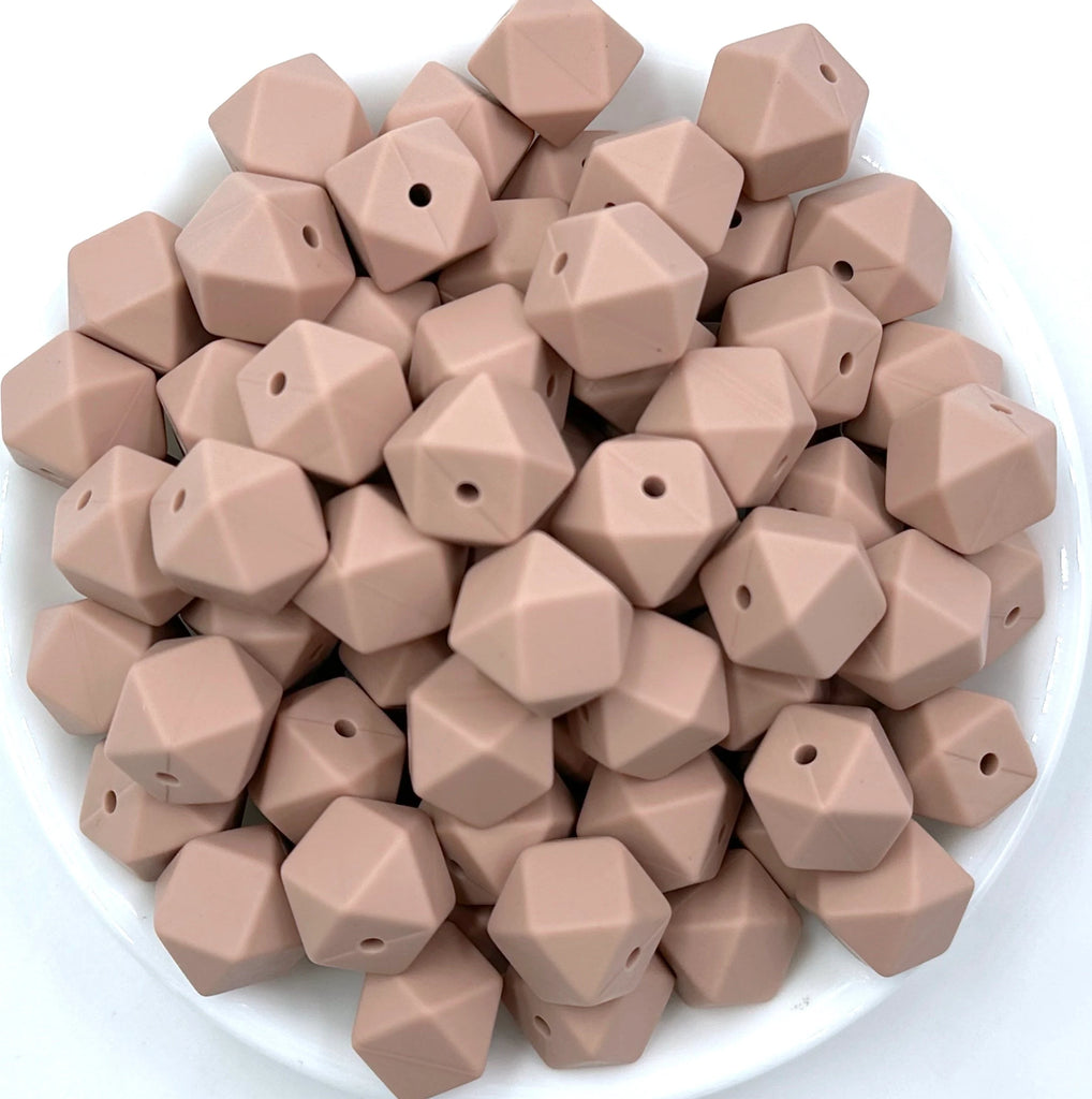 17mm Victorian Rose Hexagon Silicone Beads