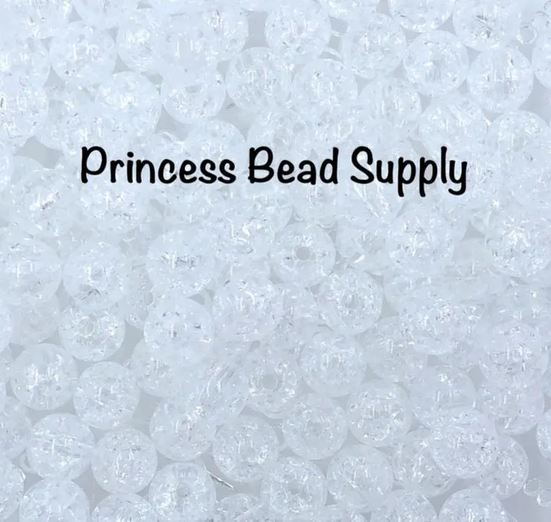 12mm White Crackle Acrylic Beads