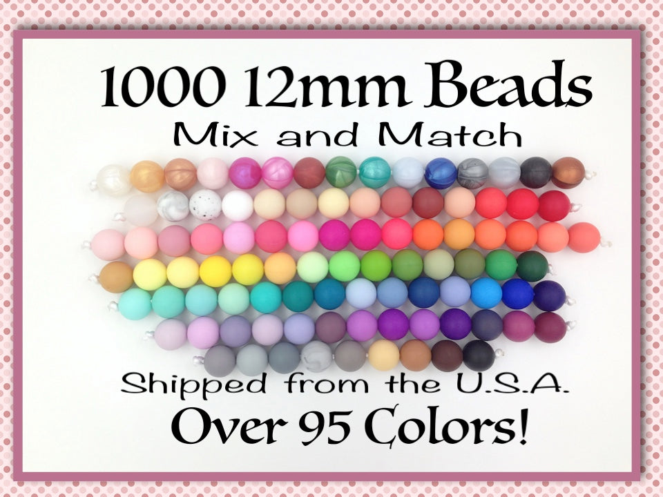 12/15mm Silicone Beads Bulk, 20-100Pcs Mixed Color Round Beads