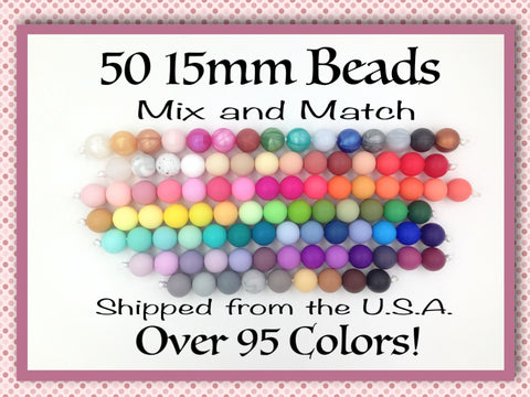 Silicone Wholesale--Mix & Match--15mm Bulk Silicone Beads--50