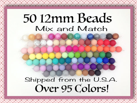 Silicone Wholesale--Mix & Match--12mm Bulk Silicone Beads--50