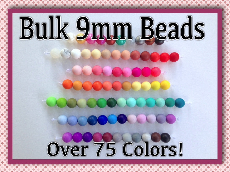 Silicone Wholesale--Mix & Match--9mm Bulk Silicone Beads--100