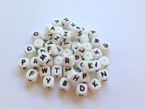 Silicone Wholesale--Mix & Match--Silicone Alphabet Beads--100
