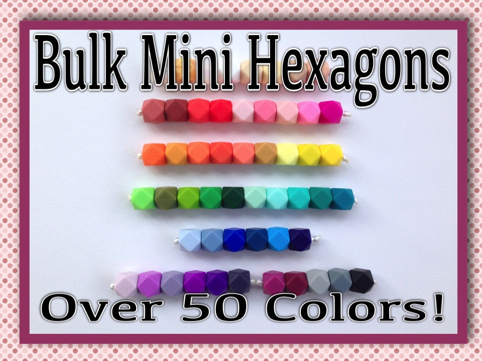 Silicone Wholesale--Mix & Match--Mini Hexagon 14mm Bulk Silicone Beads--50