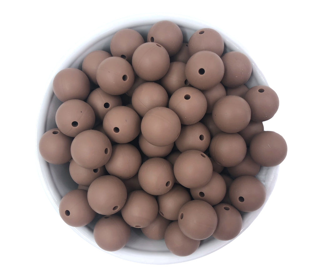 15mm Coffee Silicone Beads