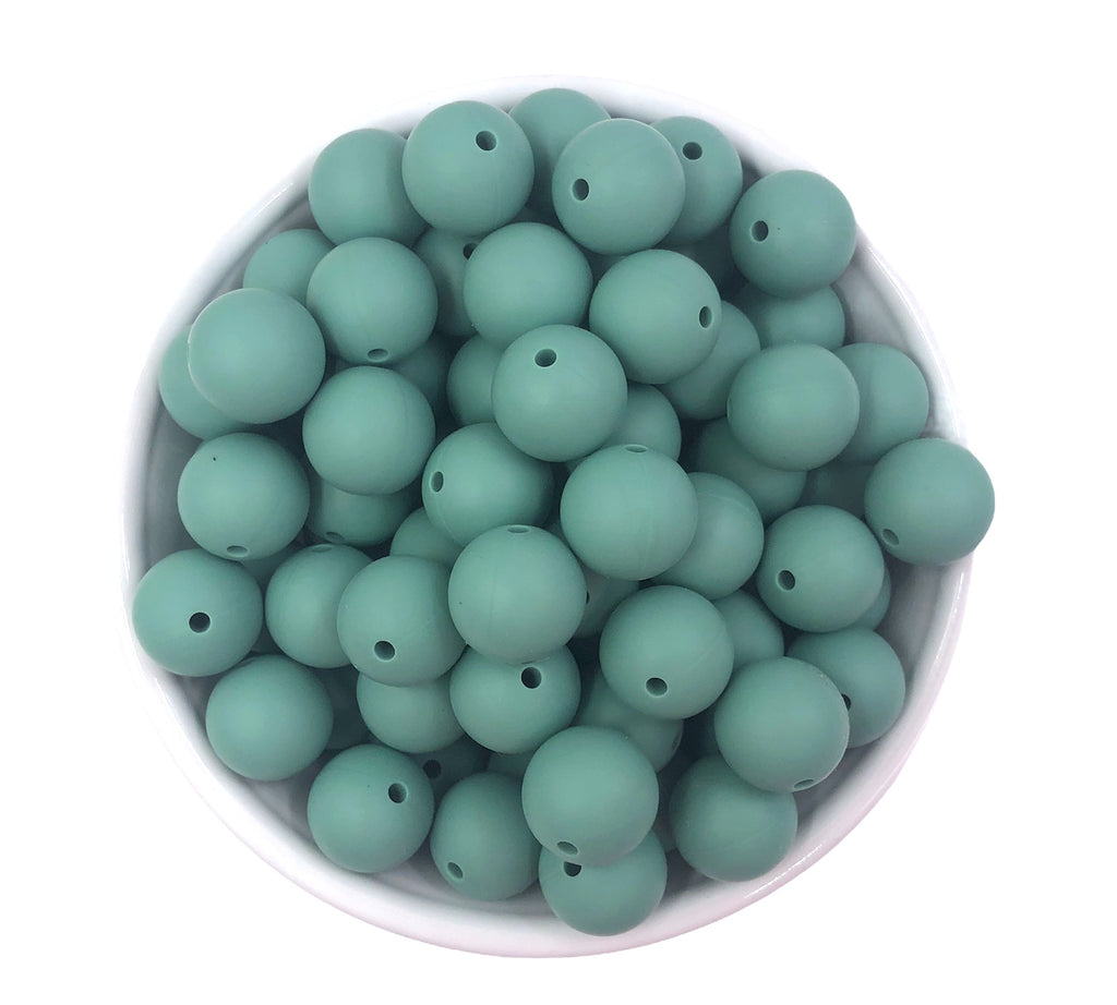 15mm Eucalyptus Silicone Beads