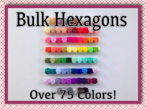 Silicone Wholesale--Mix & Match--Hexagon 17mm Bulk Silicone Beads--100