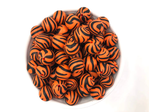 Orange Tiger Silicone Beads-15mm