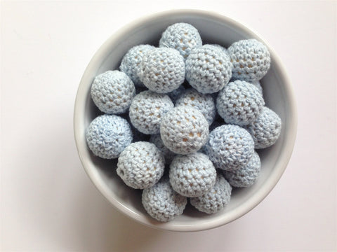 Powder Blue Crochet Wood Beads