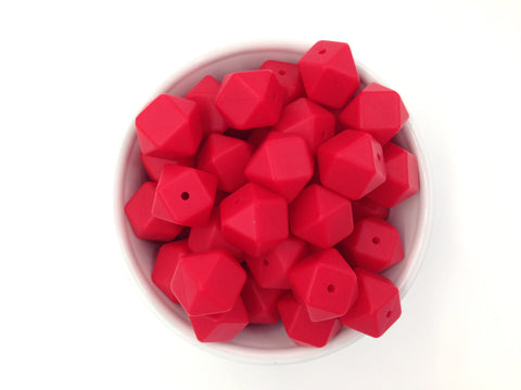 Red Hexagon Silicone Beads