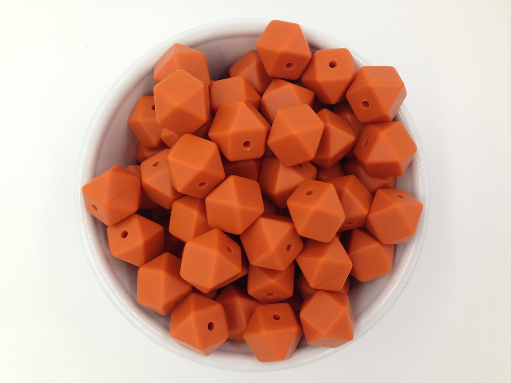14mm Pumpkin Mini Hexagon Silicone Beads