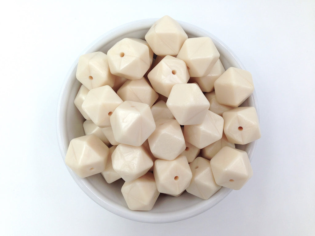 Ivory Pearl Hexagon Silicone Beads