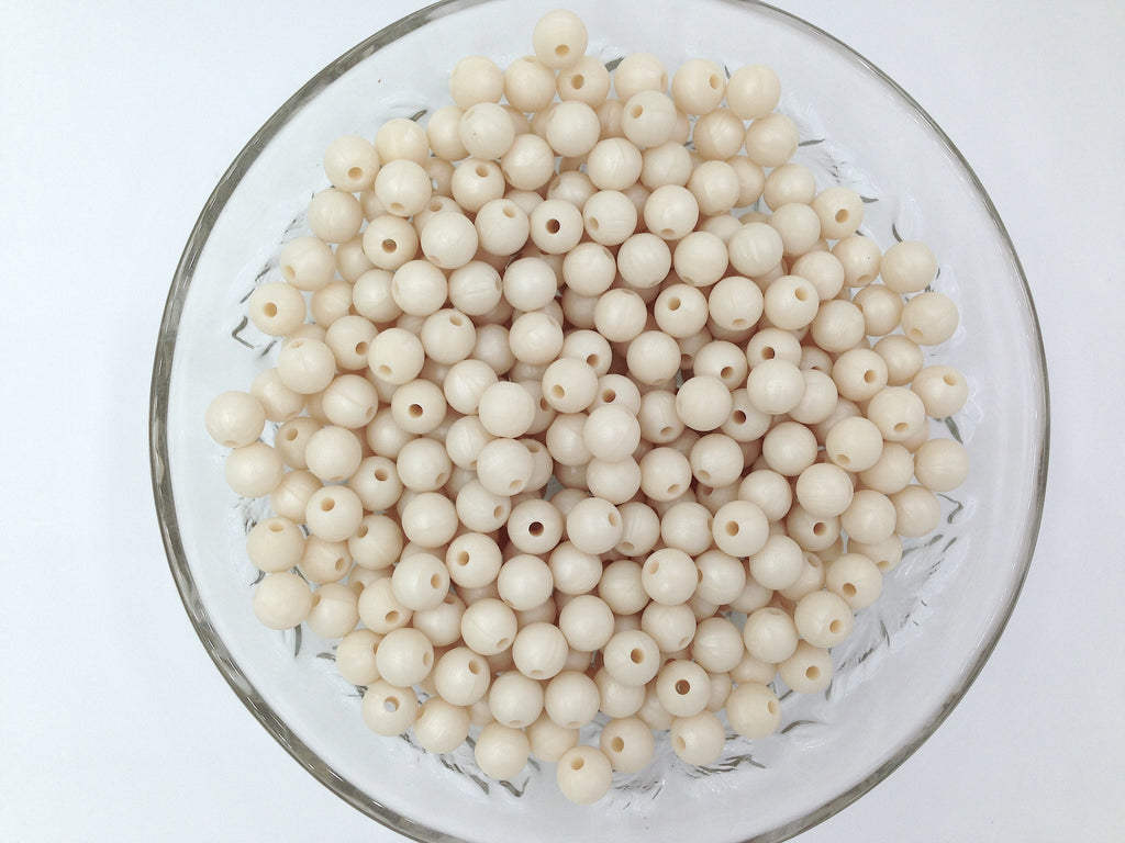 9mm Ivory Pearl Silicone Beads