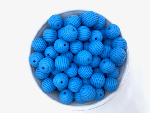 15mm Sky Blue Silicone Beehive Beads