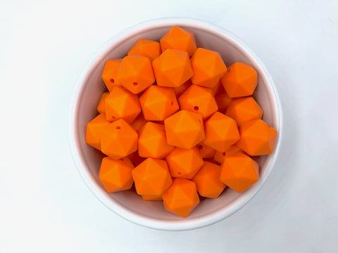 17mm Orange ICOSAHEDRON Silicone Beads