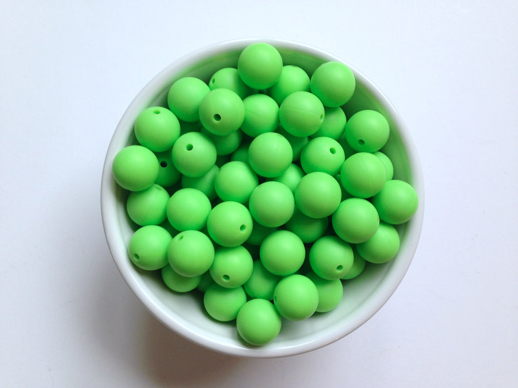 15mm Key Lime Green Silicone Beads