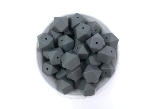 Charcoal Gray Hexagon Silicone Beads