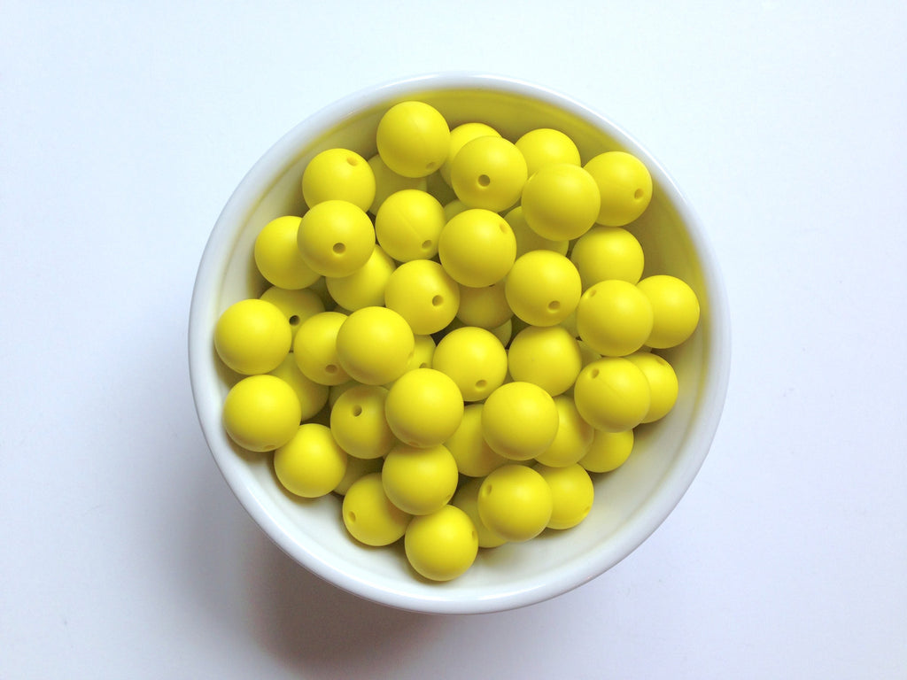 15mm Lemon Yellow Silicone Beads