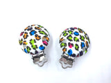 Colorful Leopard Round Silicone Pacifier Clip