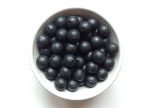 15mm Metallic Black Silicone Beads