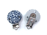 Gray Leopard Round Silicone Pacifier Clip