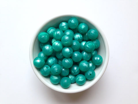 15mm Metallic Turquoise Silicone Beads