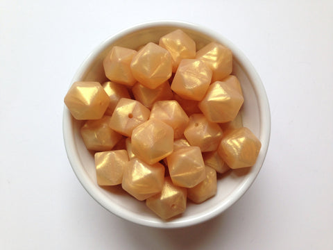 Metallic Gold Hexagon Silicone Beads