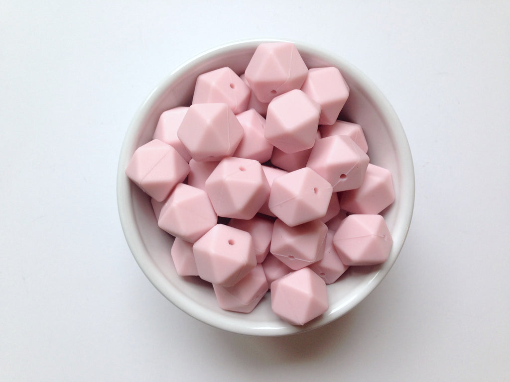 Powder Pink Hexagon Silicone Beads