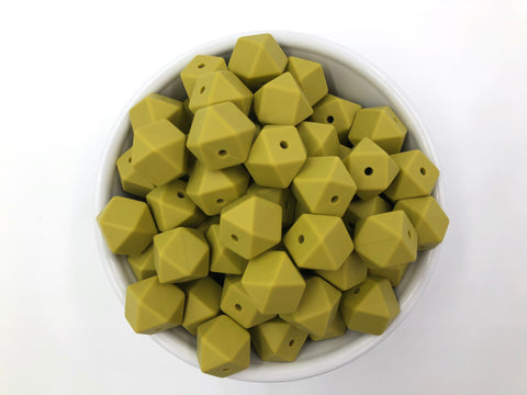 14mm Pistachio Green Mini Hexagon Silicone Beads