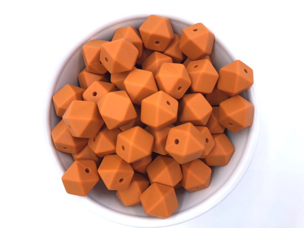 14mm Harvest Orange Mini Hexagon Silicone Beads