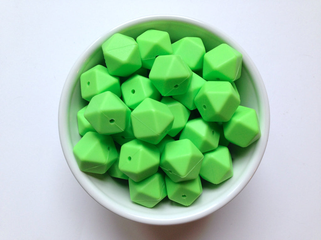 Key Lime Green Hexagon Silicone Beads