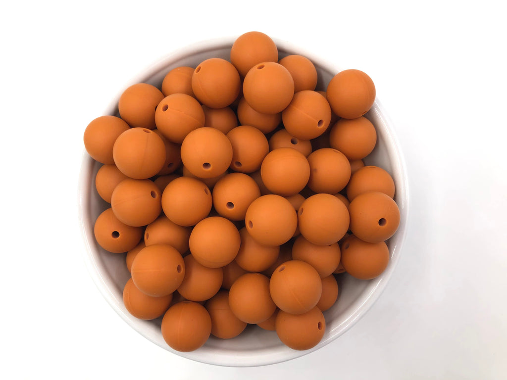 15mm Harvest Orange Silicone Beads