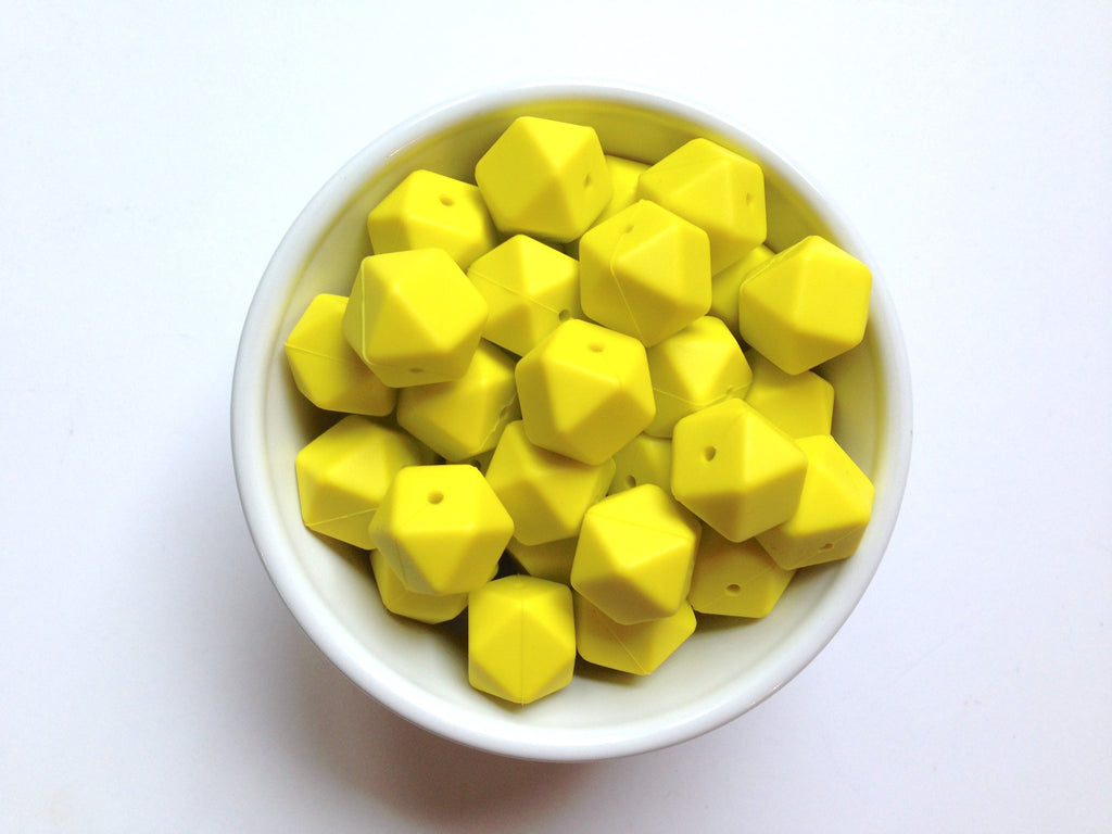 Lemon Yellow Hexagon Silicone Beads