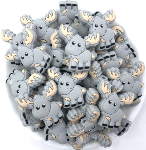 Light Gray Moose Silicone Beads