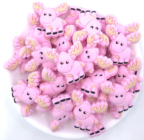 Pink Moose Silicone Beads