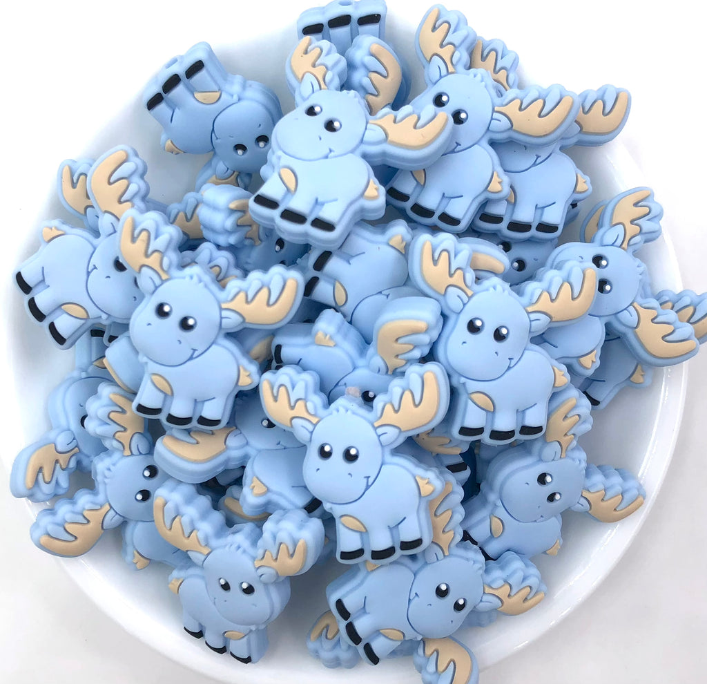 Baby Blue Moose Silicone Beads