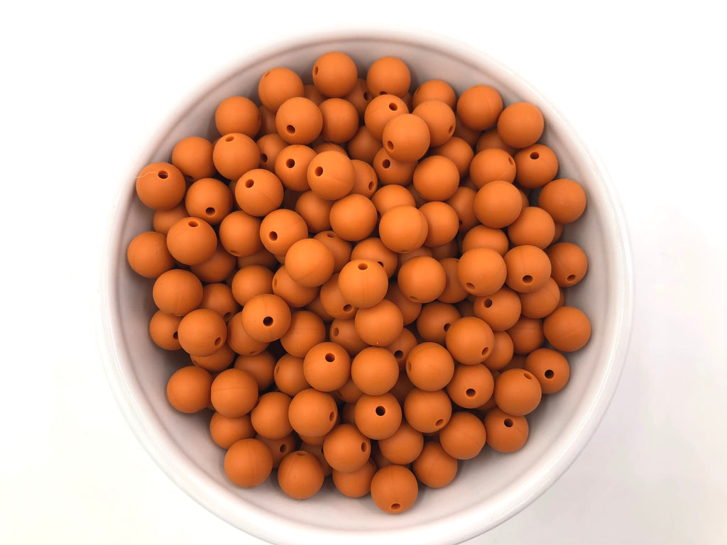 9mm Harvest Orange Silicone Beads