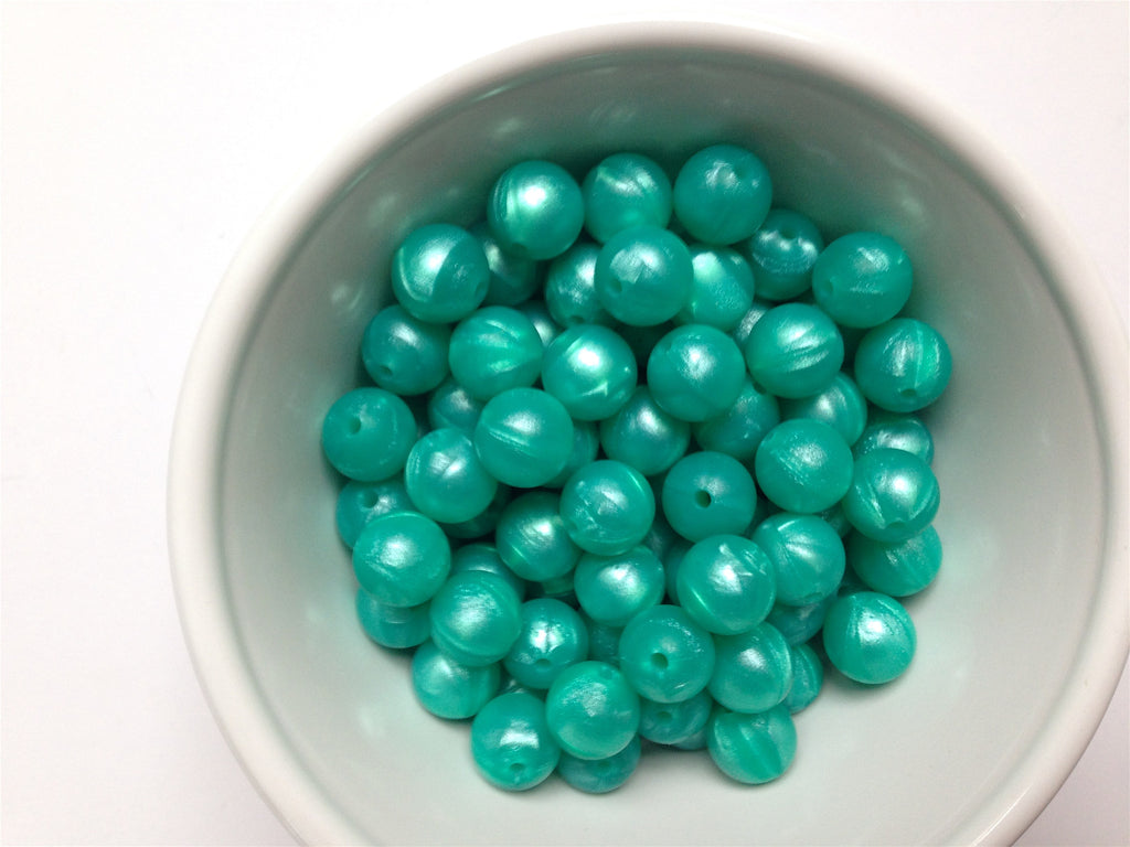 12mm Metallic Turquoise Silicone Beads