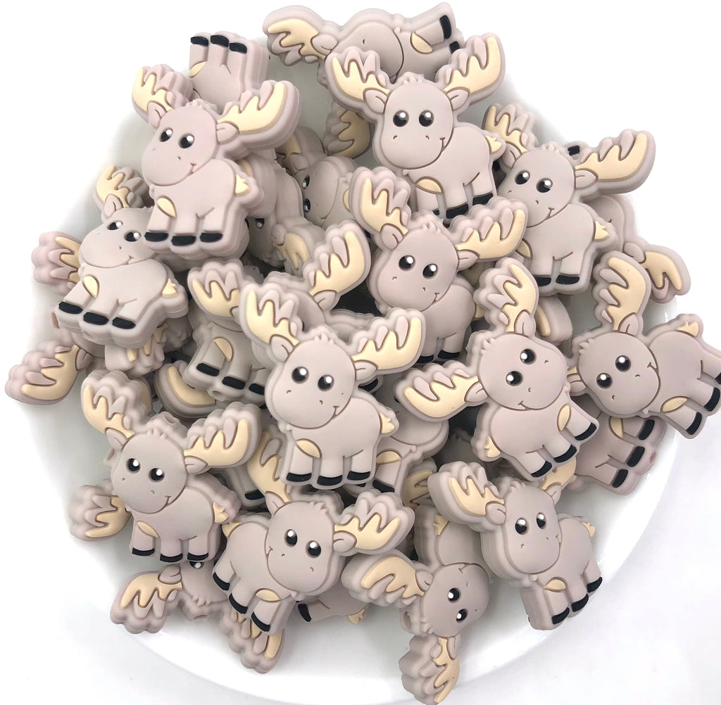 Light Brown Moose Silicone Beads