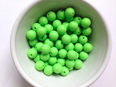12mm Key Lime Green Silicone Beads