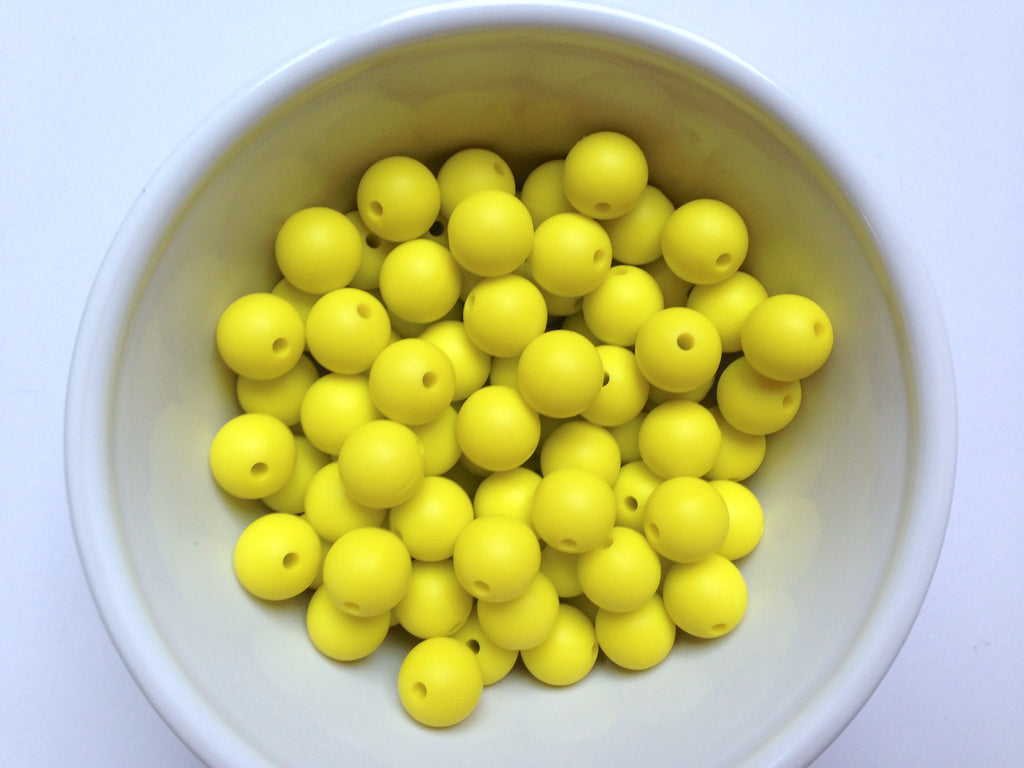12mm Lemon Yellow Silicone Beads