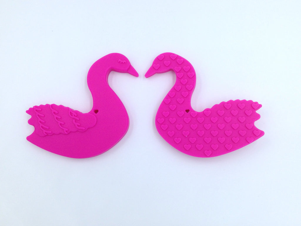 Hot Pink Swan Silicone Teether