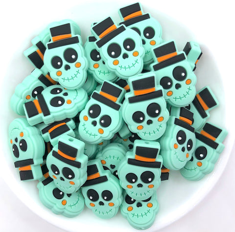 Skeleton Head Beads--Mint