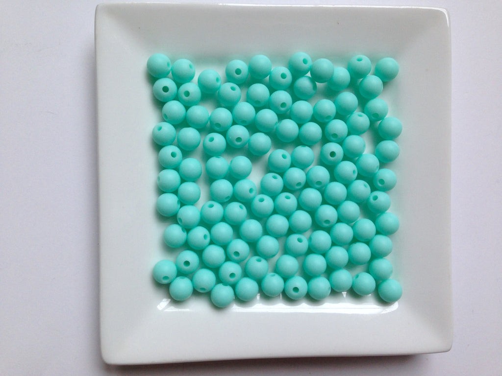 9mm Aqua Silicone Beads