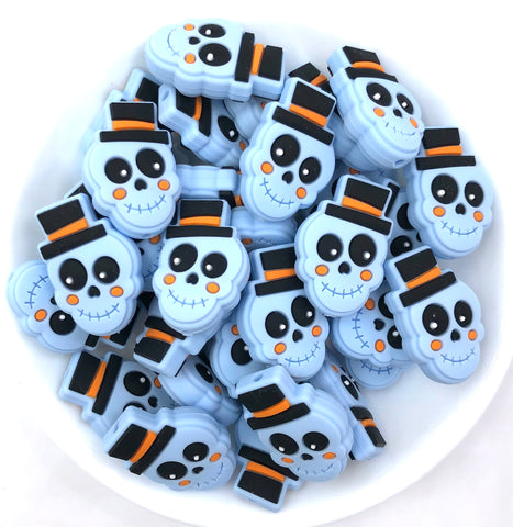 Skeleton Head Beads--Blue