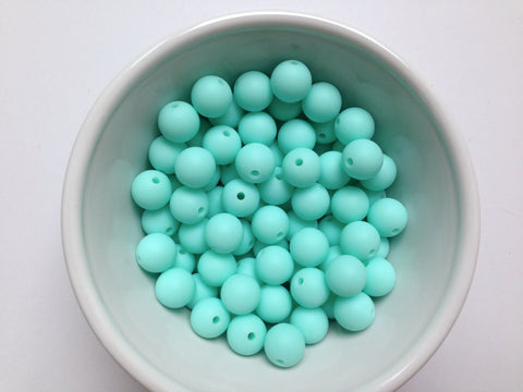 12mm Aqua Silicone Beads